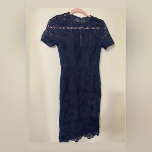 NWT Trina Turk Navy Eyelet Midi Dress